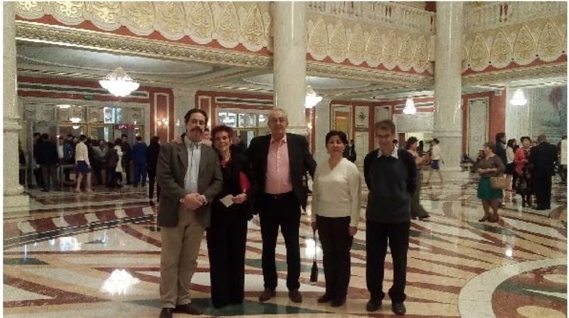 Professor of the Department of DEСT Zhunusova Zh.Kh. within the framework of the  project "Ainalandy Nurlandyr" with colleagues from Nazarbayev University, University of Belgium, the University of Mehsiki visited the theater "Astana Opera "performance" Ma